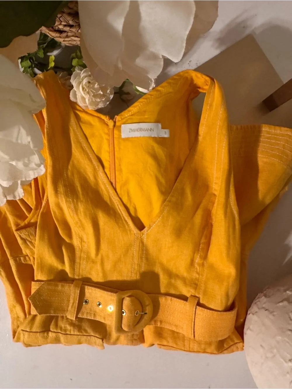 Zimmermann Bright Golden-Orange V-Neck Dress - Picture 8 of 16